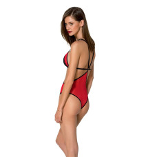 Напівпрозоре боді з мереживом Passion PEONIA BODY red S/M