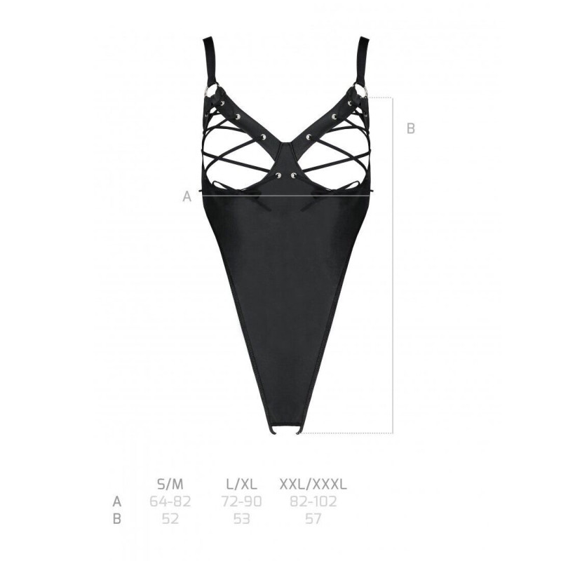 Боди из экокожи Passion CELINE BODY black L/XL: с доступом, открытый Боди из экокожи Passion CELINE BODY black L/XL: с доступом, открытый