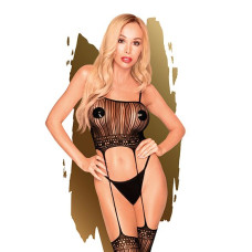 Бодистокинг с топом и чулками на подвязках Penthouse Sex Dealer Черный S/L