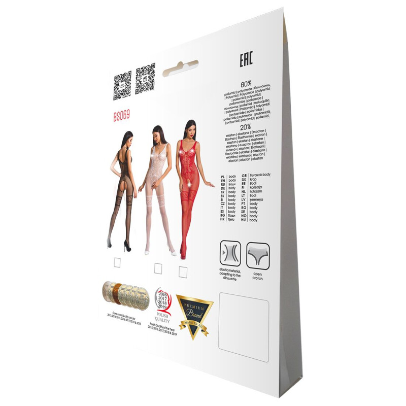 Бодистокинг Passion BS069 white, комбинезон, имитация чулок и боди Бодистокинг Passion BS069 white, комбинезон, имитация чулок и боди