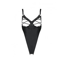 Боди из экокожи Passion CELINE BODY black L/XL: с доступом, открытый