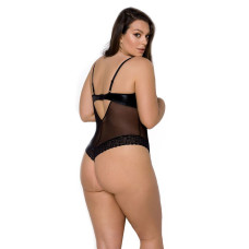 Боди Passion Exclusive North Body black 6XL/7XL, открытая грудь, с доступом, винил и кружева