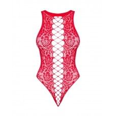 Ажурный бодистокинг с эффектом шнуровки Obsessive B120 teddy красный S/M/L