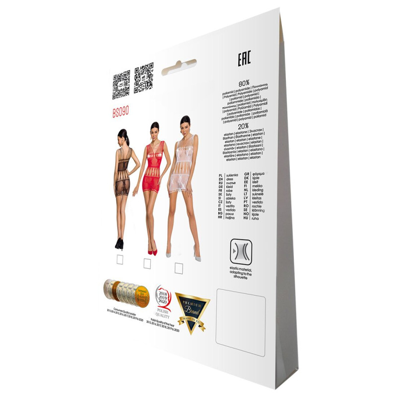 Бодистокинг - миниплатье с бабочками Passion BS090 white Бодистокинг - миниплатье с бабочками Passion BS090 white