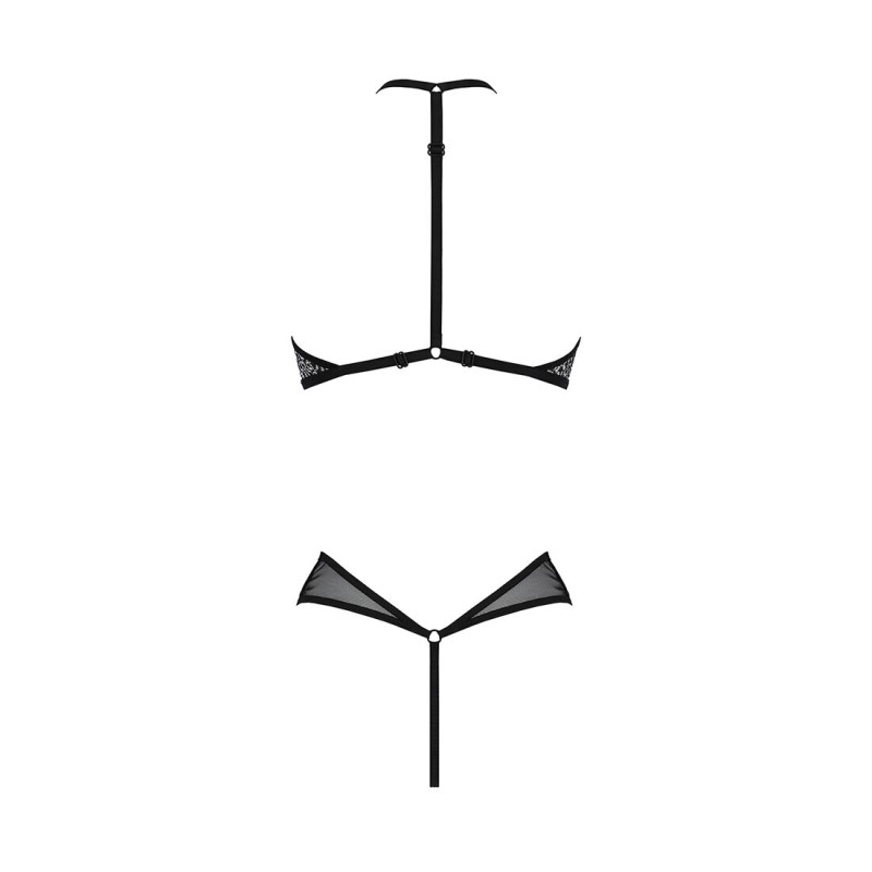 Сітчасте боді з мереживом на грудях Passion SATARA BODY black S/M