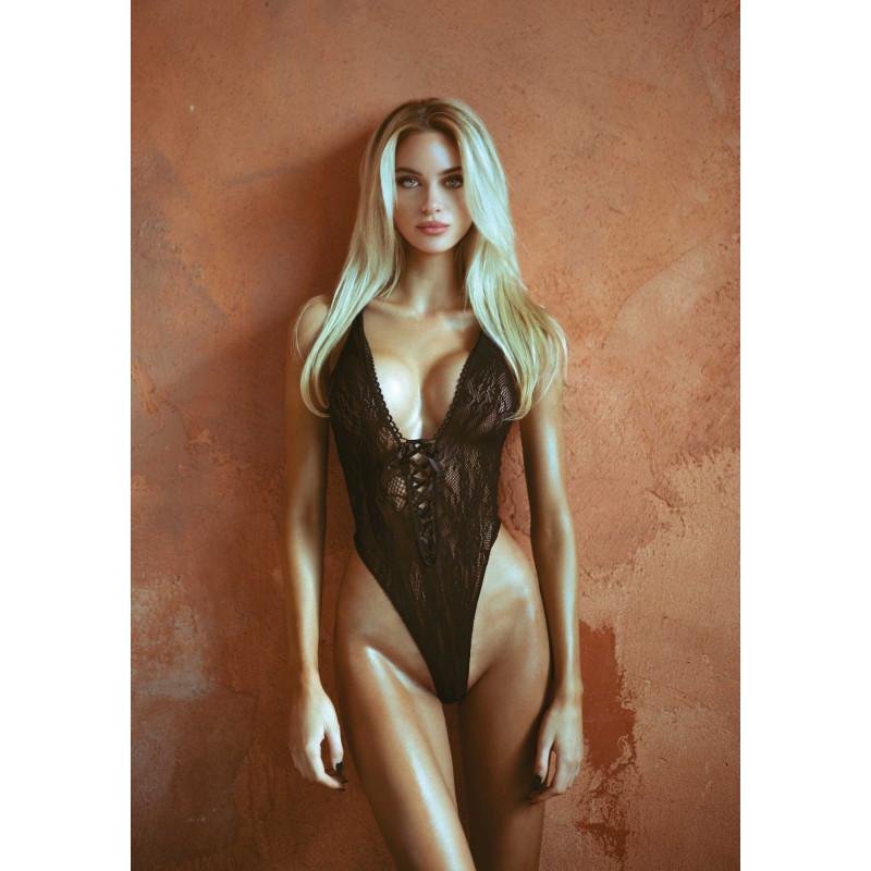 Кружевное боди Leg Avenue Floral lace thong teddy Black one size Кружевное боди Leg Avenue Floral lace thong teddy Black one size