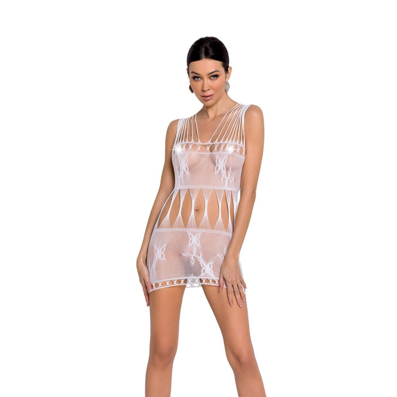 Бодистокинг - миниплатье с бабочками Passion BS090 white Бодистокинг - миниплатье с бабочками Passion BS090 white