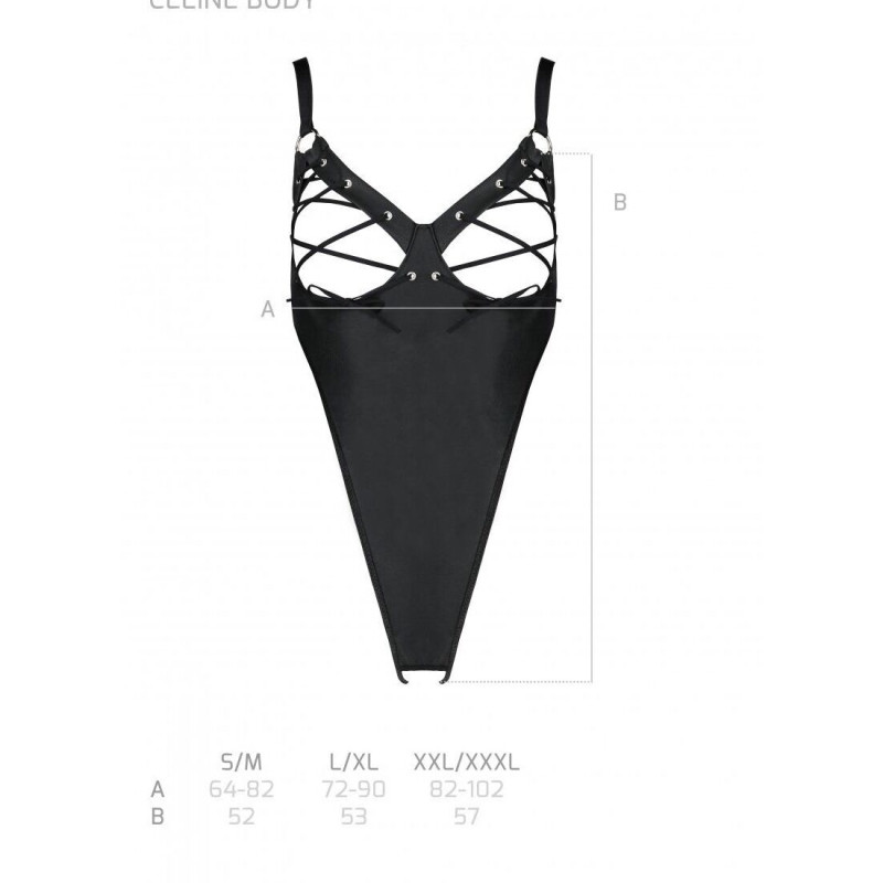 Боди из экокожи Passion CELINE BODY black S/M: с доступом, открытый Боди из экокожи Passion CELINE BODY black S/M: с доступом, открытый
