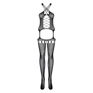 Бодистокинг Obsessive Bodystocking G313 шнуровка, геометрический декор black S/M/L