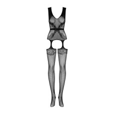 Бодистокинг Obsessive Bodystocking F217 элегантный силуэтный рисунок, имитация чулок black XL/XXL