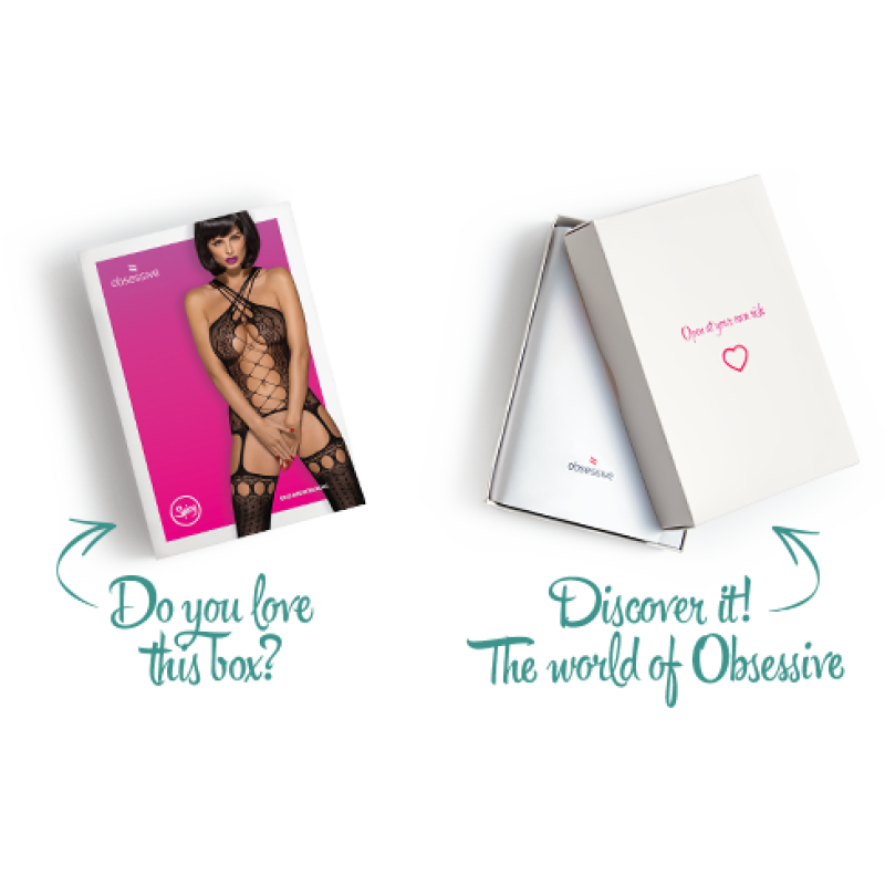 Бодистокинг Obsessive Bodystocking G313 шнуровка, геометрический декор black S/M/L Бодистокинг Obsessive Bodystocking G313 шнуровка, геометрический декор black S/M/L