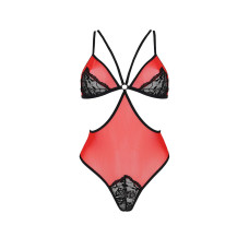 Напівпрозоре боді з мереживом Passion PEONIA BODY red XXL/XXXL