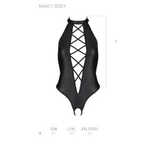 Боди из эко-кожи с имитацией шнуровки и открытым доступом Passion Nancy Body black L/XL