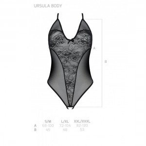 Боді з ажурним декором та відкритим кроком Passion Ursula Body black L/XL