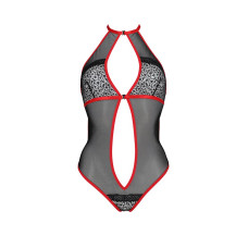Сетчатое боди с кружевом на груди Passion SATARA BODY red L/XL