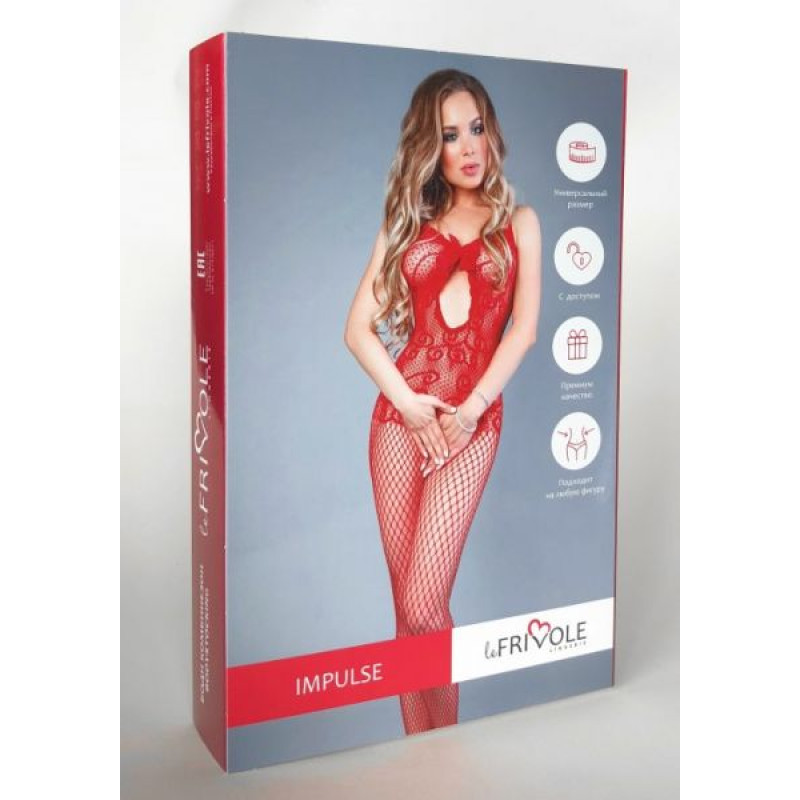 Сетка LeFrivole Bodystocking in net optic and tendril ornaments S/L (40-46) Красная Сетка LeFrivole Bodystocking in net optic and tendril ornaments S/L (40-46) Красная