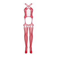 Бодістокінг Obsessive Bodystocking G313 шнурівка, геометричний декор red S/M/L