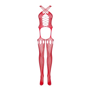 Бодістокінг Obsessive Bodystocking G313 шнурівка, геометричний декор red S/M/L