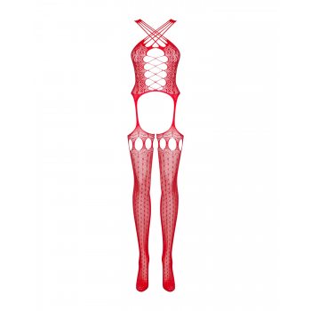 Бодистокинг Obsessive Bodystocking G313 шнуровка, геометрический декор red S/M/L