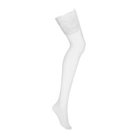 Чулки под пояс с широким кружевом Obsessive 810-STO-2 stockings белые S/M
