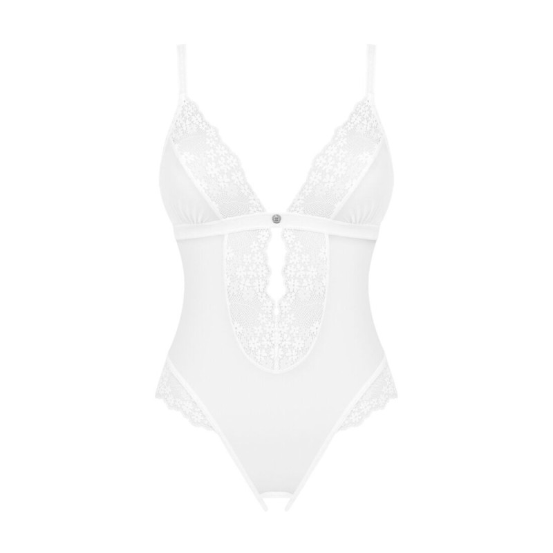 Эротическое полупрозрачное боди Obsessive Heavenlly crotchless teddy белый M/L Эротическое полупрозрачное боди Obsessive Heavenlly crotchless teddy белый M/L
