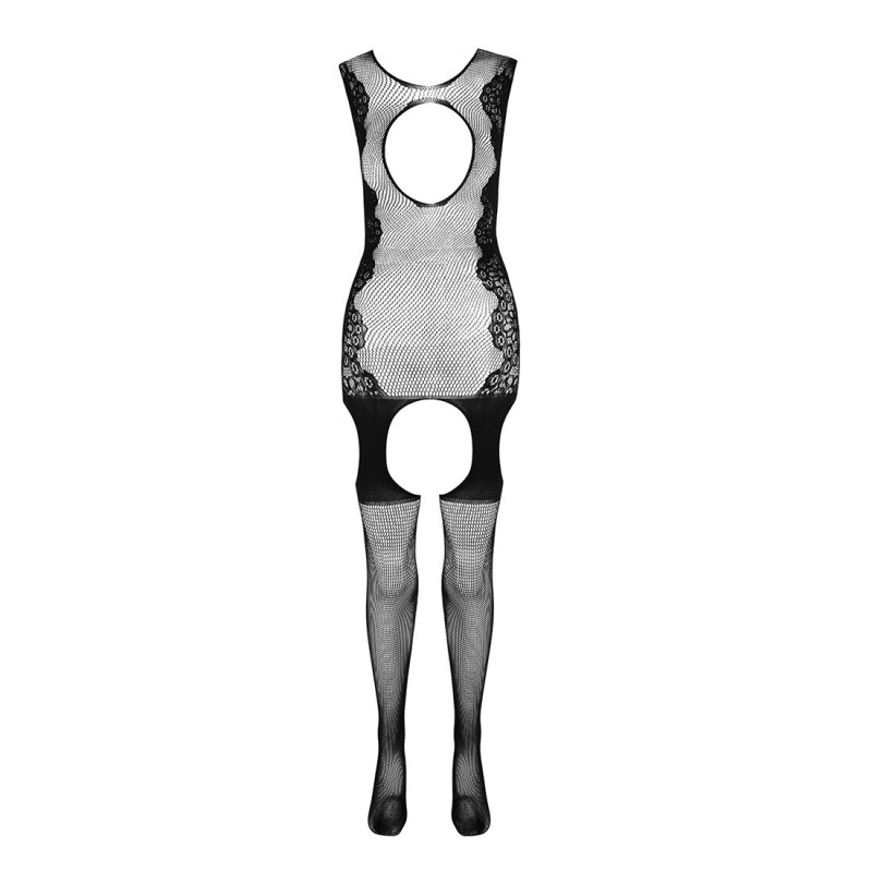 Ажурный бодистокинг с чулками Passion BS082 black