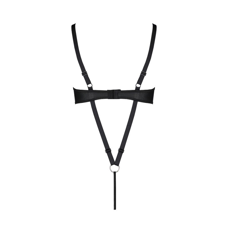 Боди из экокожи Passion CELINE BODY black XXL/XXXL: с доступом, открытый