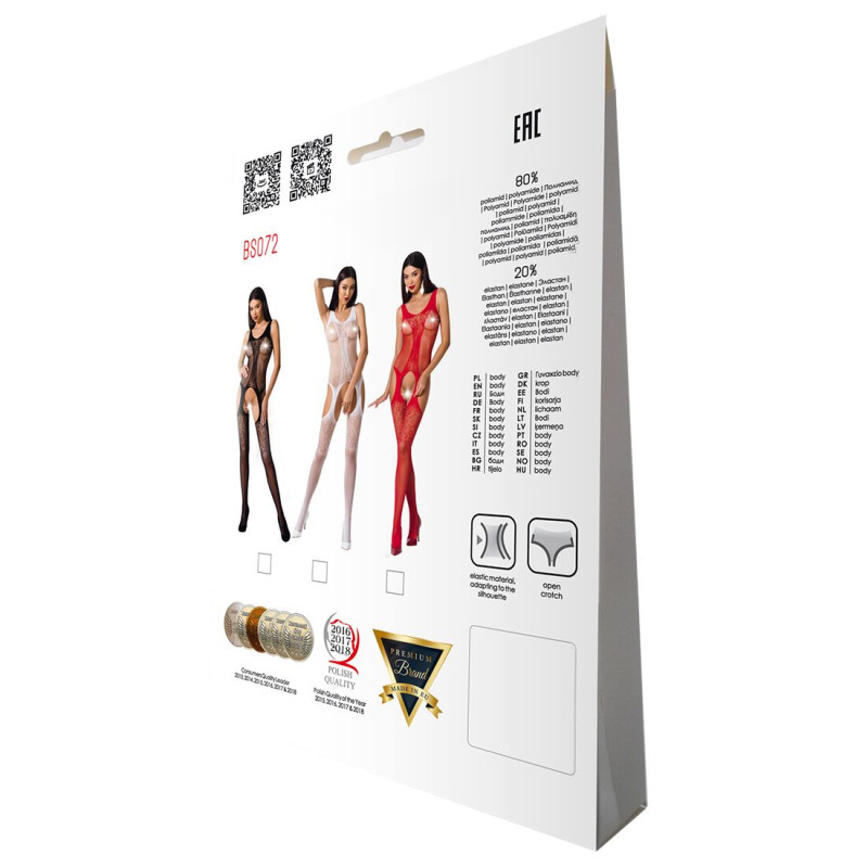 Бодистокинг с имитацией чулок и ажурной вставкой Passion BS072 white Бодистокинг с имитацией чулок и ажурной вставкой Passion BS072 white