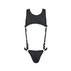 Мужское кожаное боди Passion 056 Adam Black XXL/XXXL