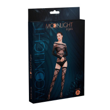 Комплект: боди и чулки Moonlight Model 06 Black XS-L, длинные рукава, рисунок в виде лифа