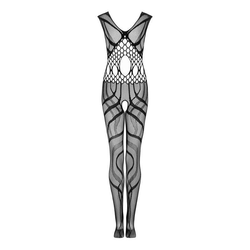 Сетчатый бодистокинг с вырезами и рисунком Obsessive Bodystocking G328 черный S/M/L