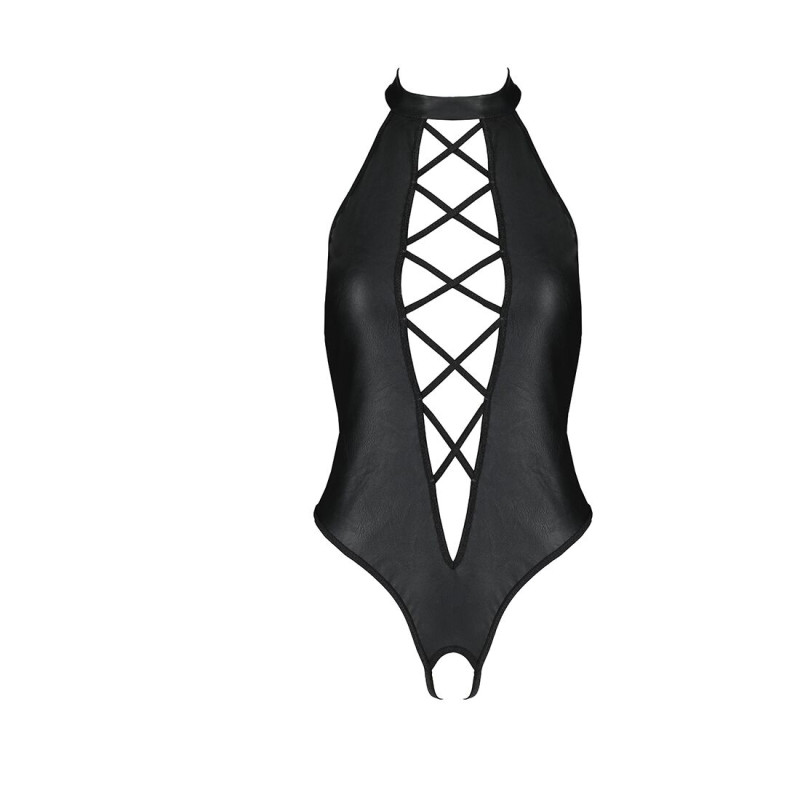 Боді з еко-шкіри з імітацією шнурівки та відкритим доступом Passion Nancy Body black S/M Боді з еко-шкіри з імітацією шнурівки та відкритим доступом Passion Nancy Body black S/M