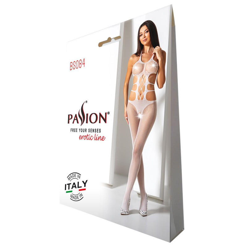 Еротичний бодістокінг Passion BS084 white Еротичний бодістокінг Passion BS084 white