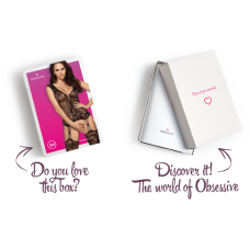 Бодістокінг Obsessive Bodystocking F221 силуетний квітковий малюнок, імітація панчіх black XL/XXL