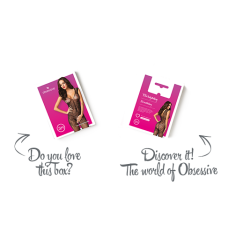 Бодістокінг Obsessive Bodystocking F234 абстрактний малюнок, глибоке декольте black S/M/L