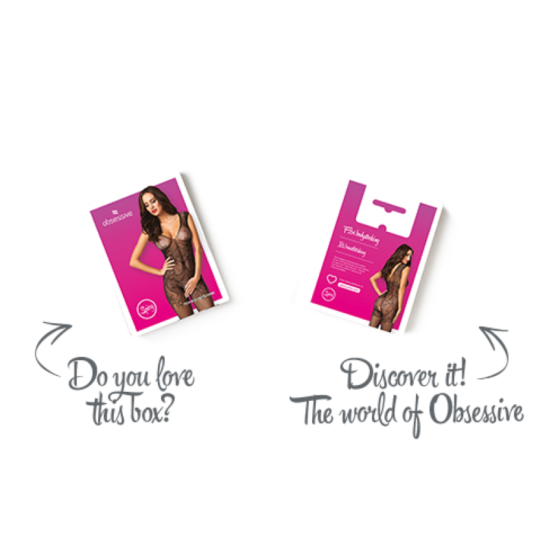 Бодістокінг Obsessive Bodystocking F234 абстрактний малюнок, глибоке декольте black S/M/L Бодістокінг Obsessive Bodystocking F234 абстрактний малюнок, глибоке декольте black S/M/L