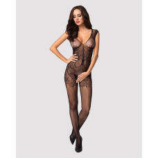 Бодістокінг Obsessive Bodystocking F234 абстрактний малюнок, глибоке декольте black S/M/L