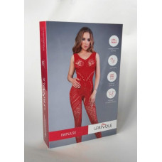 Сетка LeFrivole Bodystocking with dense and open patterns S/L (40-46) Красная