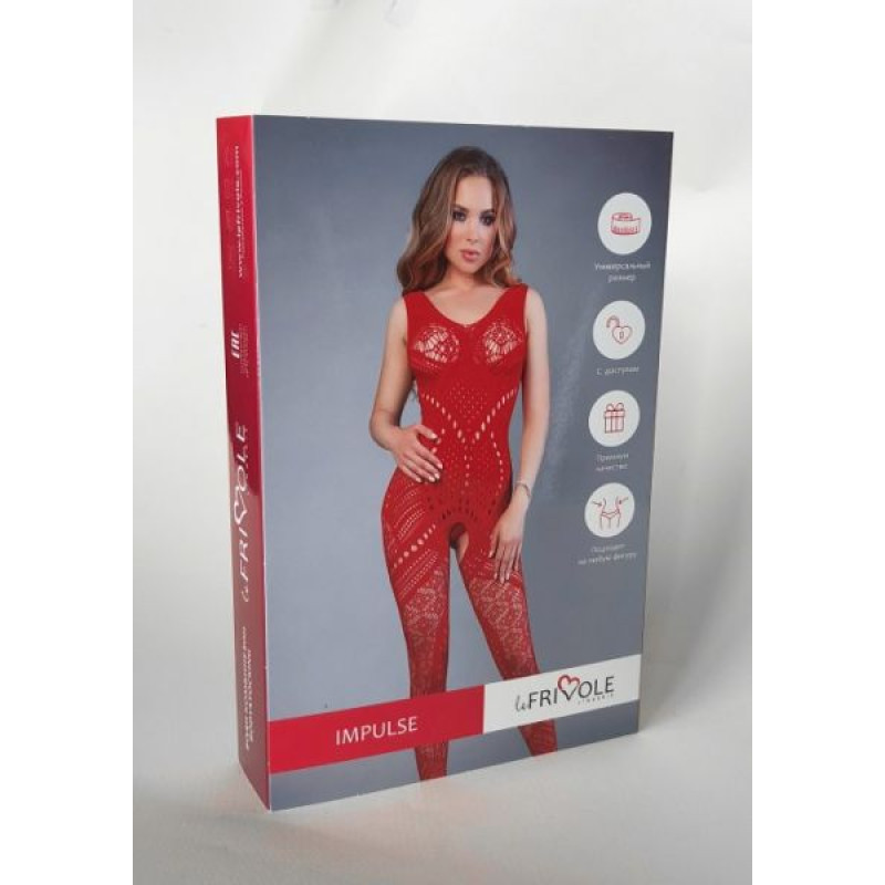 Сетка LeFrivole Bodystocking with dense and open patterns S/L (40-46) Красная Сетка LeFrivole Bodystocking with dense and open patterns S/L (40-46) Красная