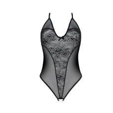 Боді з ажурним декором та відкритим кроком Passion Ursula Body black XXL/XXXL