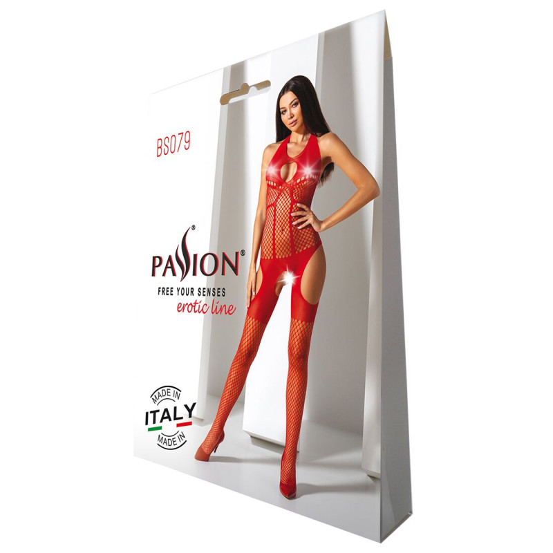 Бодистокинг с имитацией чулок Passion BS079 red Бодистокинг с имитацией чулок Passion BS079 red