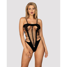 Бодістокінг із поперечними вирізами Obsessive B122 teddy чорний S/M/L