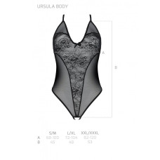 Боді з ажурним декором та відкритим кроком Passion Ursula Body black XXL/XXXL
