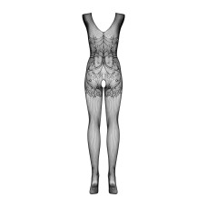 Бодістокінг Obsessive Bodystocking F234 абстрактний малюнок, глибоке декольте black S/M/L
