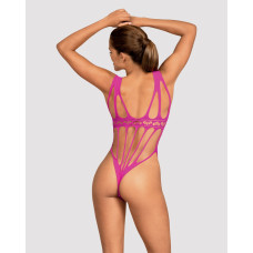 Сетчатый бодистокинг с продольными вырезами Obsessive B121 teddy розовый S/M/L