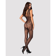 Бодістокінг Obsessive Bodystocking F234 абстрактний малюнок, глибоке декольте black S/M/L
