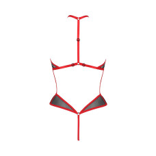 Сетчатое боди с кружевом на груди Passion SATARA BODY red XXL/XXXL