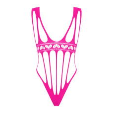 Сетчатый бодистокинг с продольными вырезами Obsessive B121 teddy розовый S/M/L