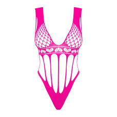 Сетчатый бодистокинг с продольными вырезами Obsessive B121 teddy розовый S/M/L