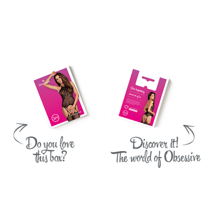 Бодистокинг Obsessive Bodystocking G316 цветочный декор, скрещенные подвязки black S/M/L Бодистокинг Obsessive Bodystocking G316 цветочный декор, скрещенные подвязки black S/M/L